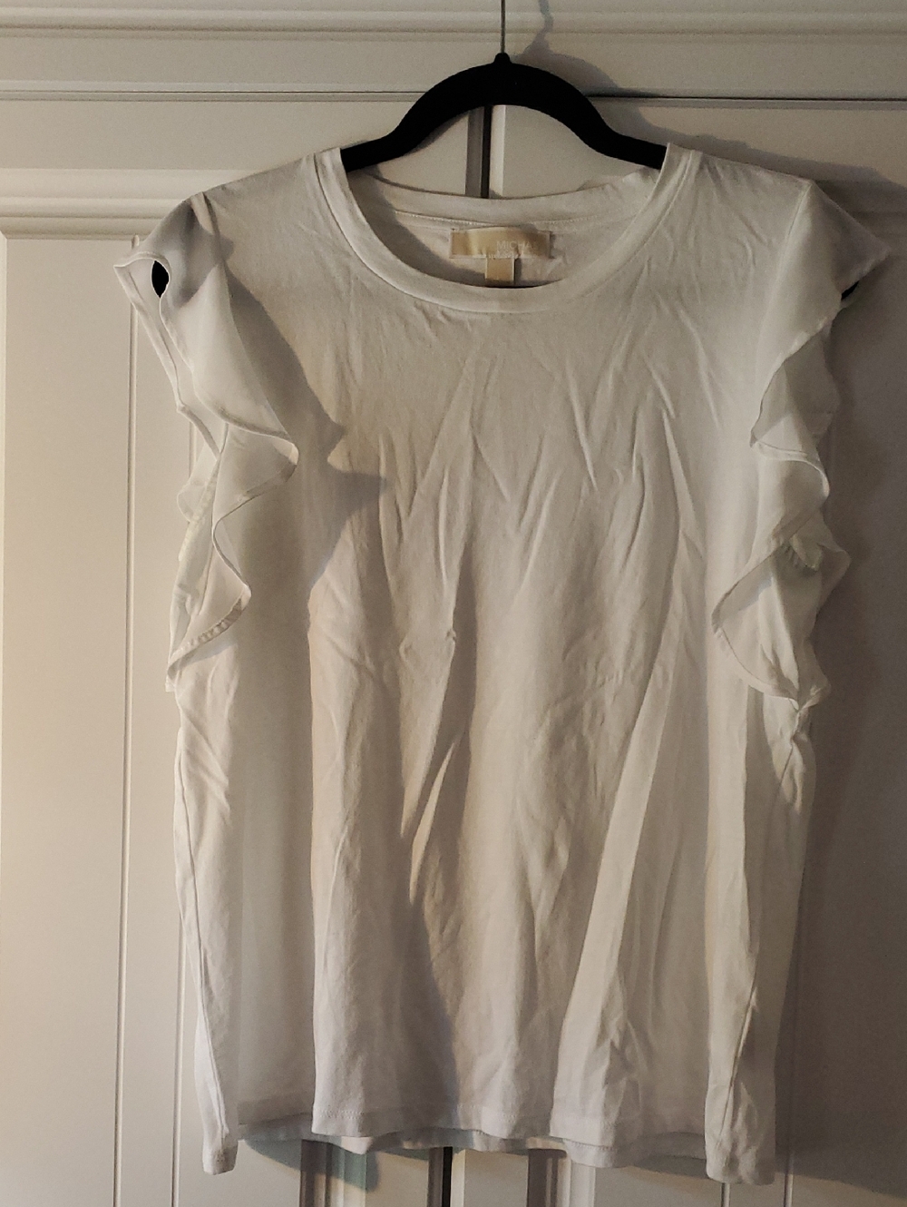 Michael Kors White Ruffle Sleeve Tank Top